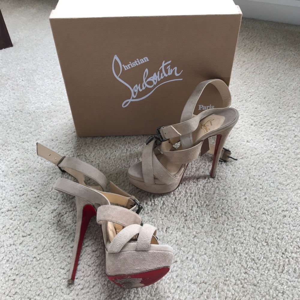 Authentic christian louboutin Stripy Suede Sandals